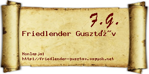 Friedlender Gusztáv névjegykártya